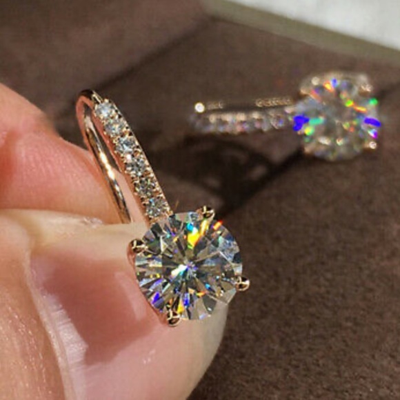 NEW 18k gold plated diamond earrings - Picture 2 of 5